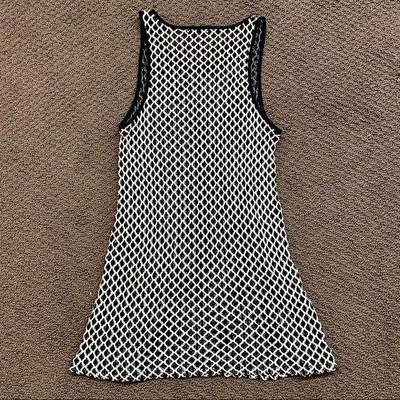 Zara Black and White Mesh Mini Dress Coverup Small - Picture 2 of 5
